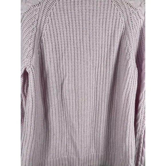 J. Crew Lambswool Azra Cable Knit Pom-Pom Sweater Vivid Lilac Size‎ Medium - Picture 11 of 12